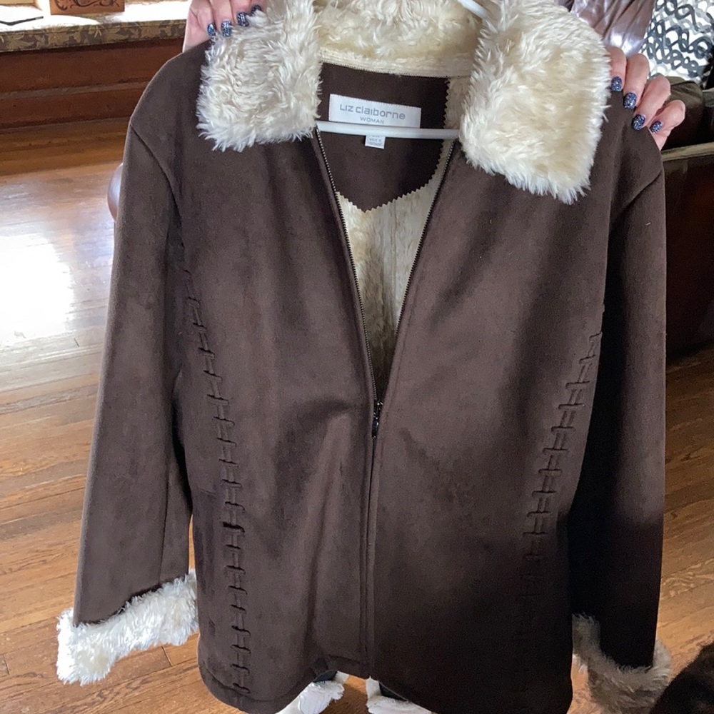 Short suede fur lined jacket